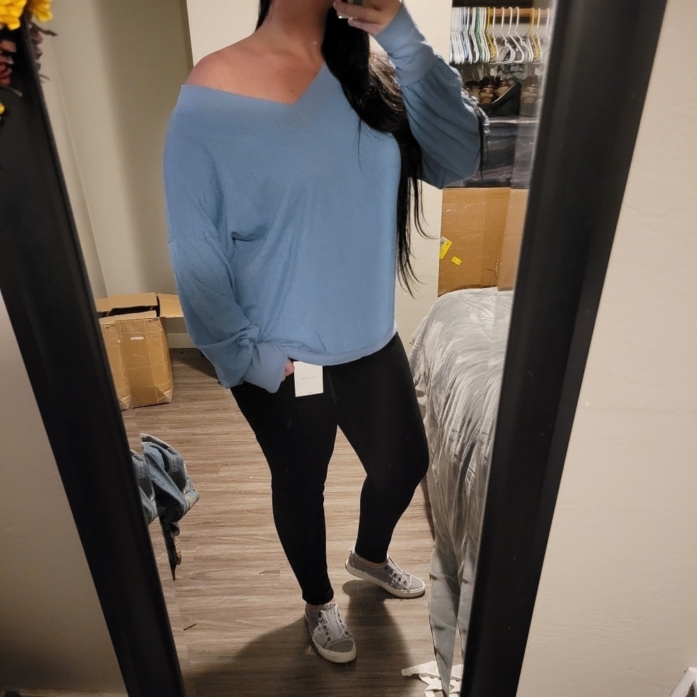 V neck Waffle‎ Texture sweater